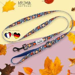 Arizona Hotdogs Hundeleine aus Nylon mit Griffschlaufe und Neoprenpolster Fall in Love Blattmuster Bunt Größe S – Bild 1 von 2