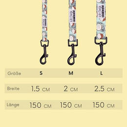 Produktbild von Arizona Hotdogs Hundeleine aus Nylon mit Neoprenpolster Coconut Kokosnuss-Muster Hellblau Größe M - 1,5 m