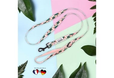 Arizona Hotdogs Hundeleine aus Nylon mit Neoprenpolster Tropicool Rosa Palmenmuster Größe L - 1,5 m – Bild 1 von 4