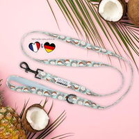 Produktbild von Arizona Hotdogs Hundeleine aus Nylon mit Neoprenpolsterung Coconut Kokosnuss-Muster Hellblau S 1,5m - 1,5 m