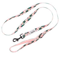 Produktbild von Arizona Hotdogs Hundeleine aus Nylon mit Neoprenpolsterung Tropicool Rosa Palmenmuster 1,5m Größe M