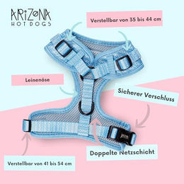 Arizona Hotdogs Softgeschirr Bubble Gum Hundegeschirr aus Neopren Blau S – Bild 1 von 4