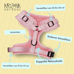 Produktbild von Arizona Hotdogs Softgeschirr für Katzen Rosa XS Neopren