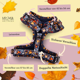 Arizona Hotdogs Softgeschirr Hundegeschirr für große Hunde Blattmuster Bunt Größe L – Bild 1 von 5