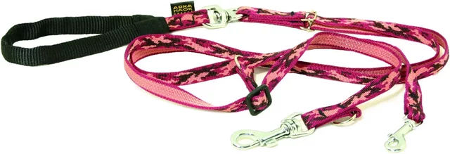 Produktbild von Arka Doppelleine für 2 Hunde aus Gurtband in Rosa