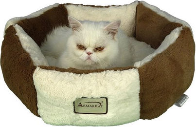 Armarkat Katzenbett aus Plüsch in Braun/Weiß – Bild 1 von 5