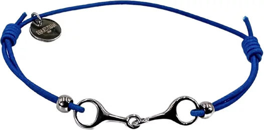 Produktbild von Armband für Damen von Equestrian Shop Léo aus Edelstahl in Gold und Blau mit verstellbarer Länge 14 cm bis 20 cm