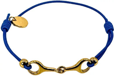 Produktbild von Armband für Damen von Equestrian Shop Léo aus Edelstahl in Gold und Blau mit verstellbarer Länge von 14 cm bis 20 cm