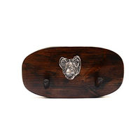 Produktbild von Art-Dog Hundeleinenhalter aus Kiefernholz für die Wand Handgefertigt 10x20cm Papillon