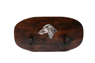 Art-Dog Hundeleinenhalter aus Kiefernholz Handgefertigt Wandhalterung für Hunde 10x20cm Saluki – Bild 1 von 1