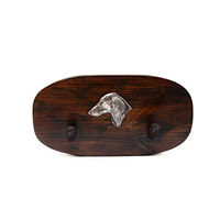Produktbild von Art-Dog Hundeleinenhalter aus Kiefernholz Handgefertigt Wandhalterung für Hunde 10x20cm Saluki