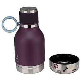 Asobu Edelstahlflasche mit integriertem Wassernapf für Hunde Burgunderrot 1 Liter - 1 l – Bild 1 von 7