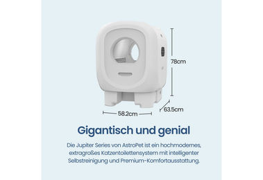 AstroPet Jupiter Series Pro Smartes Selbstreinigendes Katzenklo mit App-Steuerung und WiFi in Weiß XL – Bild 1 von 1