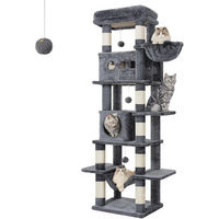 Produktbild von Athlix Katzenhaus Jumbo Kratzbaum für Katzen mit 6 Ebenen und 8 Sisal-Kratzstämmen in Grau 170cm