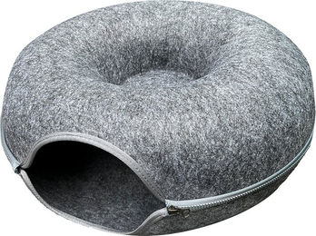 Aumüller Donut Katzenhöhle und Katzentunnel aus Filz in Grau Größe S – Bild 1 von 2