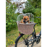 Produktbild von Aumüller Fahrrad-Tierkorb aus Weide mit Halterung für Gepäckträgermontage Größe L in Grau