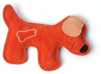 Produktbild von Aumüller Hundespielzeug aus Leder für Welpen als Quietschspielzeug in Orange