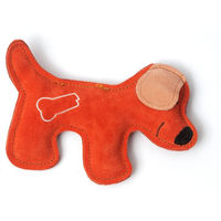 Produktbild von Aumüller Hundespielzeug aus Leder für Welpen als Quietschspielzeug in Orange
