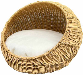 Produktbild von Aumüller Katzenhöhle aus Weide mit Kissen in Beige Natur