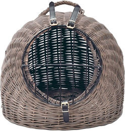 Aumüller Katzenhöhle und Transportkorb aus Vollweide für Katzen in Vintage Grau/Braun 50 cm – Bild 1 von 3