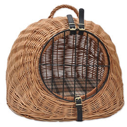 Aumüller Katzenhöhle und Transportkorb aus Vollweide mit Liegekissen 50 cm – Bild 1 von 3