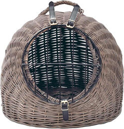 Aumüller Katzenhöhle und Transportkorb aus Vollweide Vintage Grau/Braun 60 cm – Bild 1 von 4