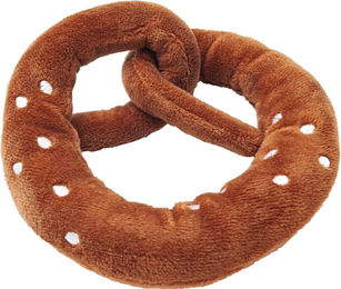 Aumüller Katzenspielkissen Brezel mit Katzenminze aus Plüsch Braun Weiß 14 cm – Bild 1 von 2