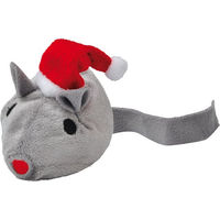 Produktbild von Aumüller Korbwaren Katzenspielzeug Weihnachtsmaus aus Plüsch mit Baldrianwurzel in Grau