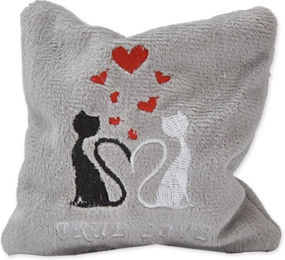 Aumüller True Love Mini Katzenspielkissen aus Plüsch mit Catnip in Grau S – Bild 1 von 4