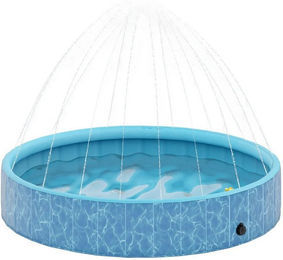 autolock Hundepool Faltbares Planschbecken mit Brunnen und Wasserpolsterdesign Ø160x30cm Blau – Bild 1 von 5