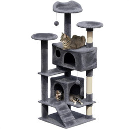 Avalo Katzenkratzbaum mit 7 Ebenen Dunkelgrau 137x50x50 cm für große Katzen – Bild 1 von 1