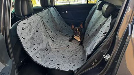 Aves-24 Autoschondecke für Hunde und Katzen Grau Pfoten/Knochen 137 x 153 cm wasserfest – Bild 1 von 5