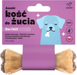 AZANKI Kauknochen aus Rind mit Löwenzahn, Baldrian und Ashwagandha zur Entspannung für adulte Hunde, getreidefrei, 12cm – Bild 1 von 1