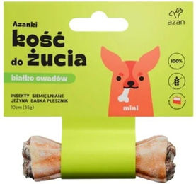 Produktbild von AZANKI Kauknochen für Hunde mit Insekten und Leinsamen Mini 10 cm getreidefrei und hypoallergen - 10 cm