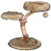 Produktbild von Azomor Kratzbaum aus Holz mit Katzenspielbällen in Braun und Beige