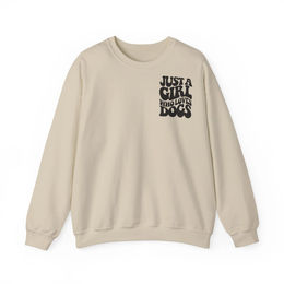 Produktbild von Backprint Heavy Blend™ Crewneck Sweatshirt Just a Girl who loves Dogs