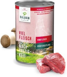 Produktbild von BALDUiN Katze Rind & Kräuterseitling - 12 x 400 g