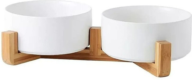 Produktbild von Bäll Napf-Set Keramik/ Bambus Doppelnapf Hunde,