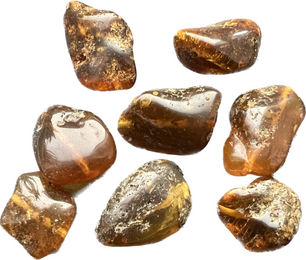 Produktbild von Baltischer Bernstein mit gebohrtem Loch lose große Perlen grün mit Inklusen selten