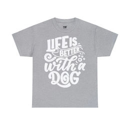 Produktbild von Baumwolle T-Shirt "Life is better with a Dog"