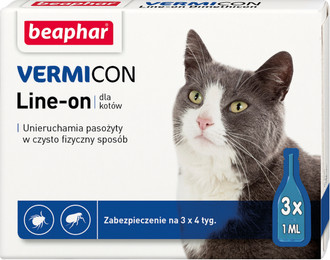 Produktbild von BEAPHAR Vermicon Line-On Katzentropfen gegen Flöhe und Zecken für Katzen 3x1 ml