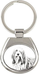 Produktbild von Bearded Collie, Highland Collie, Mountain Collie - keychain with a dog, keychain with a print, personalized pendant from the Art-Dog brand silber