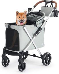 Produktbild von BEBEROAD PETS X6 Haustierwagen für Mittelgroße 4 Vorderräder Drehbar Hund Hund Für Mehrere Mittelgroße Große Haustierhunde Hinterrad Praktisch für Spaziergänge und Ausflüge Beladung grün