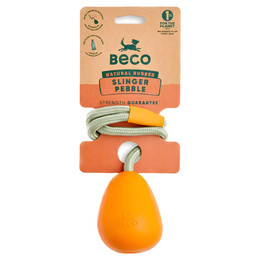 Produktbild von Beco Hundespielzeug Naturkautschukball an Seil Eierform Orange