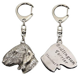 Bedlington Terrier Silberfarbener Schlüsselanhänger mit Hundemotiv – Bild 1 von 5