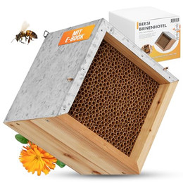 Produktbild von BEESI Bienenhotel mit Metalldach und 600 Nisthülsen aus Pappe