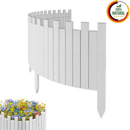 Produktbild von Beeteinfassung 200 x 40 cm Weiß Holz Rollzaun Holzzaun Rasenkante Palisade Beetumrandung