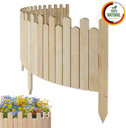 Produktbild von Beeteinfassung Rasenkante 200cm Flexibler Gartenzaun Rollzaun Palisade Höhe 40 cm, Unbehandelt