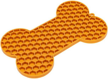 Produktbild von Beeztees Antischlingnapf Leckmatte Knochen aus Silikon orange