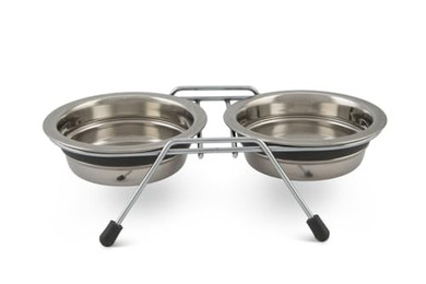 Produktbild von Beeztees Doppelnapf Lumara Edelstahl grau